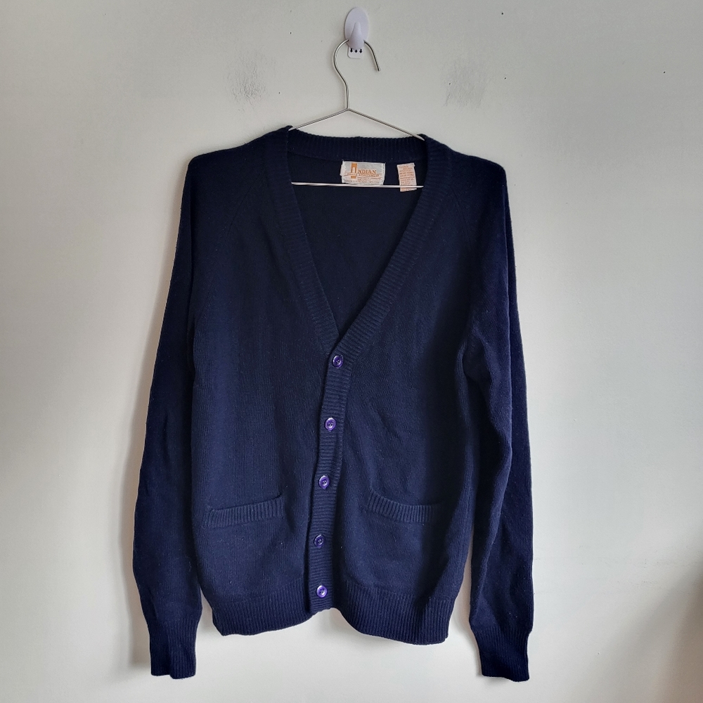 Vintage 70/80s Indian brand sportswear Wool cardigan. Made in Hong Kong